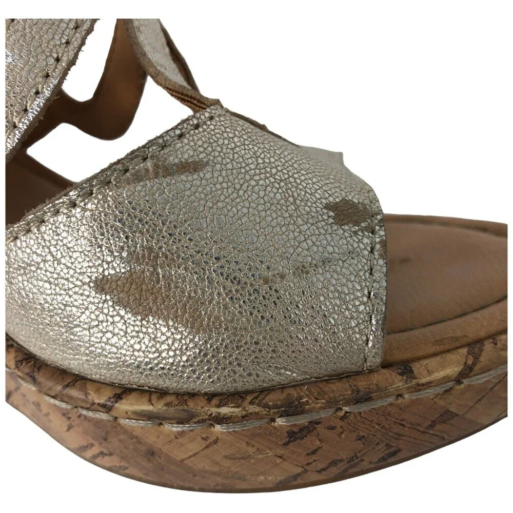 BORN Wynda Womens Sandals Leather Gold Size 9 M Ankle‎ Strap
